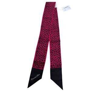 Christian Dior Pink Leopard Print Mitzah Bag Scarf